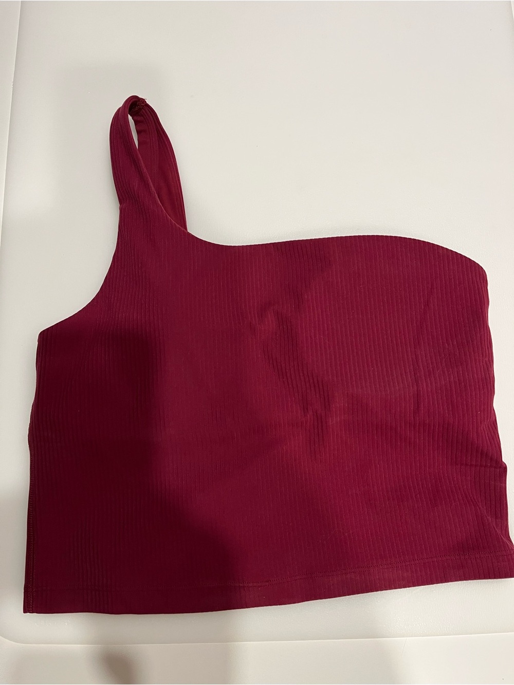 LULULEMON One-Shoulder Ribbed Crop Tank Top - Burgundy